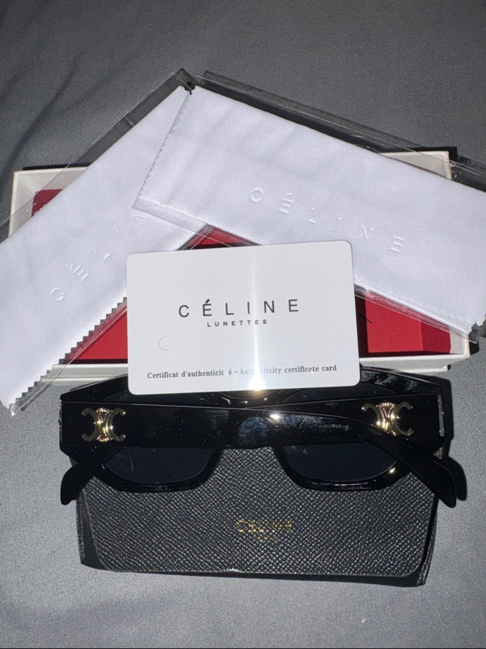 Celine Glossy Black Cat-Eye Sunglasses - Picture 2 of 7